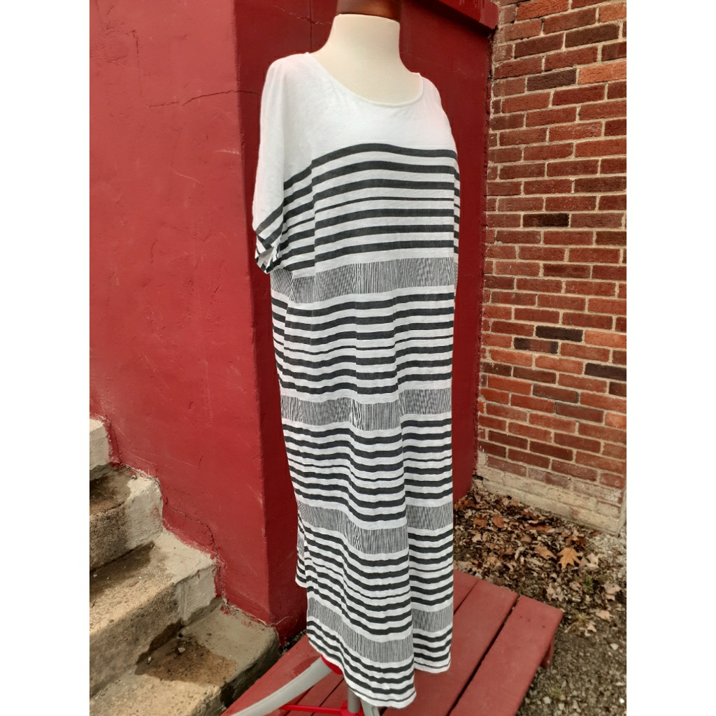 Ryllace Garnet Hill 100% Organic Linen Stripes Maxi Dress Plus 2x New — image 5 of 8